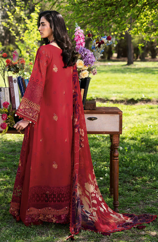 Riwayat by Ramsha Embroidered Lawn Unstitched 3 Piece Suit - Y-1309 - RM25RW13 - Red - Summer Collection