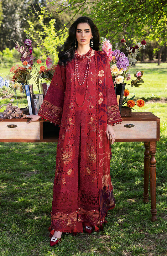 Riwayat by Ramsha Embroidered Lawn Unstitched 3 Piece Suit - Y-1309 - RM25RW13 - Red - Summer Collection