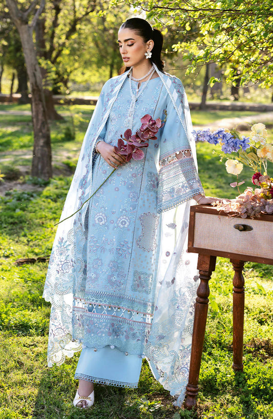 Riwayat by Ramsha Embroidered Lawn Unstitched 3 Piece Suit - Y-1306 - RM25RW13 - Sky Blue - Summer Collection