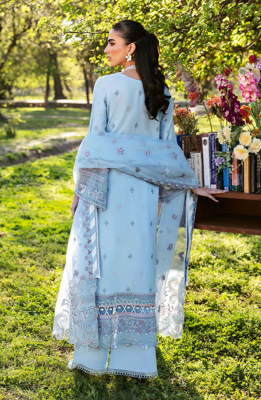 Riwayat by Ramsha Embroidered Lawn Unstitched 3 Piece Suit - Y-1306 - RM25RW13 - Sky Blue - Summer Collection