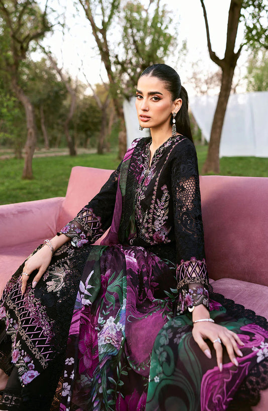 Riwayat by Ramsha Embroidered Lawn Unstitched 3 Piece Suit - Y-1302 - RM25RW13 - Black - Summer Collection