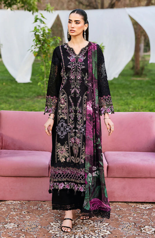 Riwayat by Ramsha Embroidered Lawn Unstitched 3 Piece Suit - Y-1302 - RM25RW13 - Black - Summer Collection