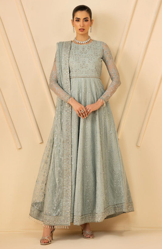 Riwayat by Zarif Embroidered Net Unstitched 3 Piece Suit - RC-06 MINTARA - ZRF26RWT - Blue - Festive Collection