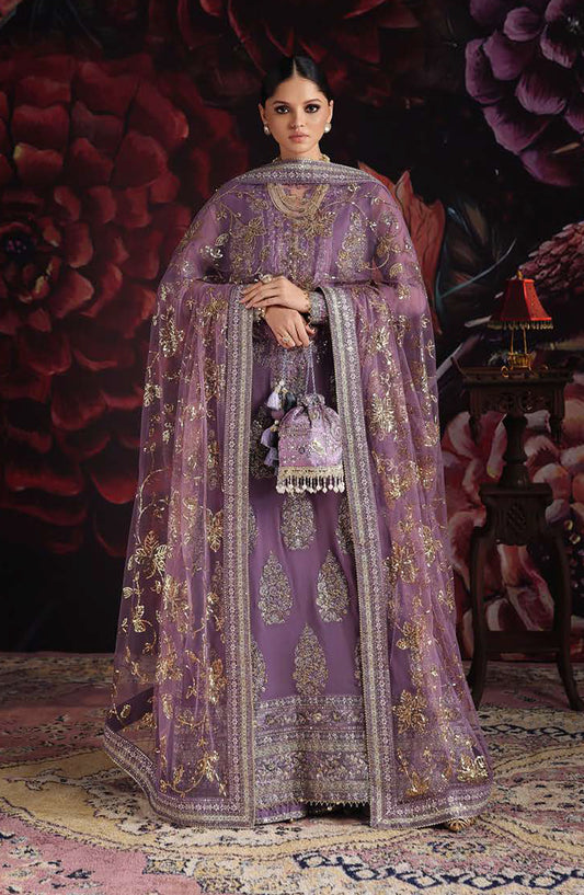 Roheenaz Royale Eternel Embroidered Chiffon Unstitched 3 Piece Suit - 103 Blush Whisper - RH26RYL - Purple - Festive Collection