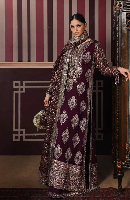 Roheenaz Royale Eternel Embroidered Chiffon Unstitched 3 Piece Suit - 106 Regal Charm - RH26RYL - Purple - Festive Collection