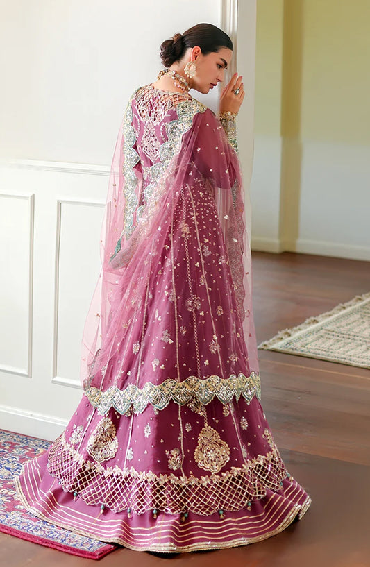 Roheenaz Luxury Embroidered Chiffon Unstitched 3 Piece Suit - 08 Alessia - RH26WR - Plum Rose - Festive Collection