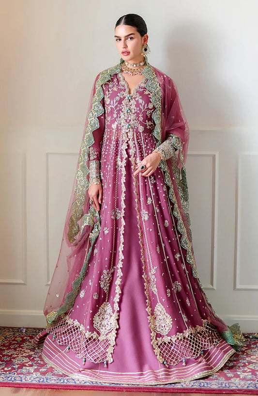 Roheenaz Luxury Embroidered Chiffon Unstitched 3 Piece Suit - 08 Alessia - RH26WR - Plum Rose - Festive Collection