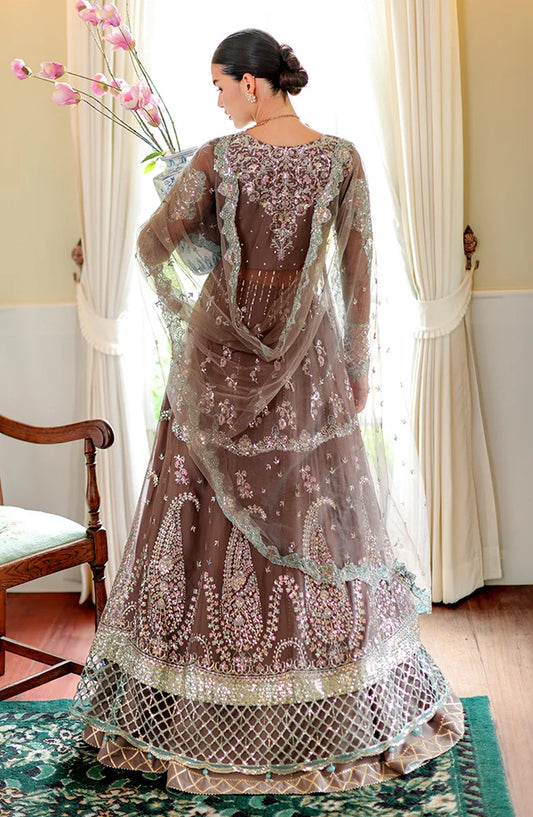 Roheenaz Luxury Embroidered Chiffon Unstitched 3 Piece Suit - 06 Maeve - RH26WR - Mocha - Festive Collection
