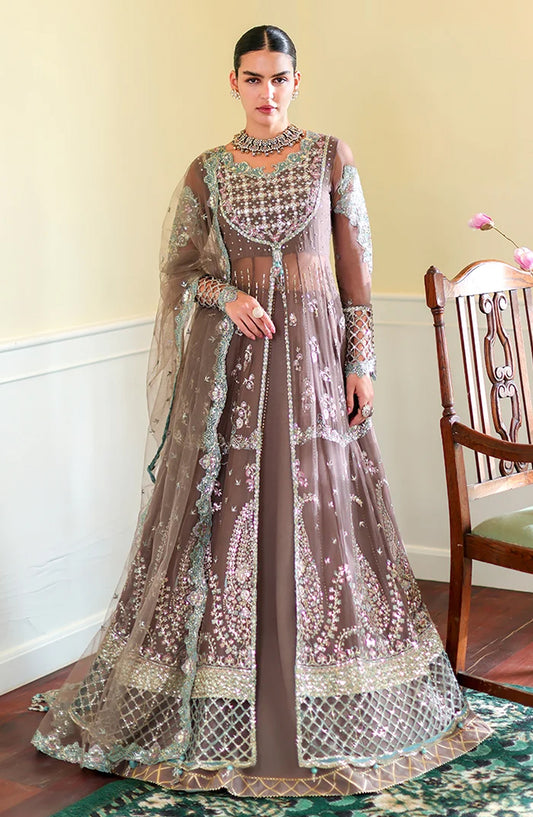 Roheenaz Luxury Embroidered Chiffon Unstitched 3 Piece Suit - 06 Maeve - RH26WR - Mocha - Festive Collection