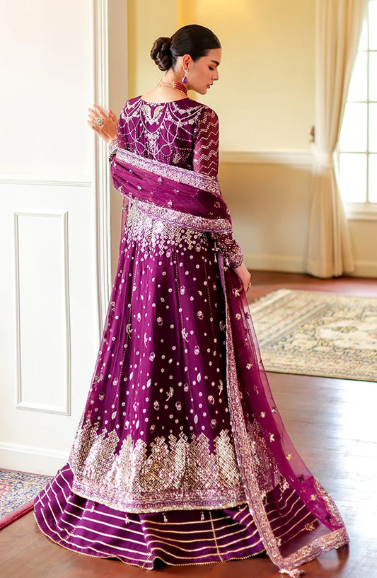 Roheenaz Luxury Embroidered Chiffon Unstitched 3 Piece Suit - 05 Selen - RH26WR - Plum - Festive Collection