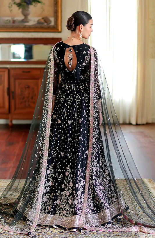 Roheenaz Luxury Embroidered Chiffon Unstitched 3 Piece Suit - 03 Blaire - RH26WR - Black - Festive Collection