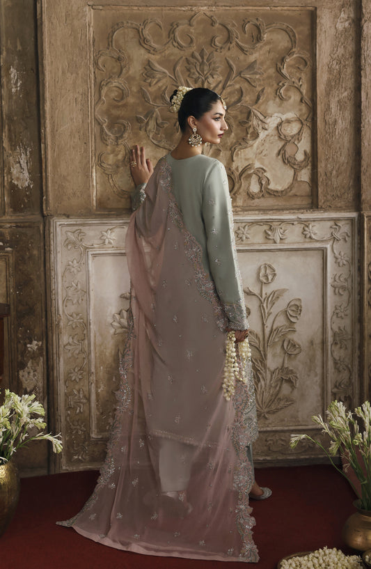 Romansiyyah by Emaan Adeel Luxury Embroidered Chiffon Unstitched 3 Piece Suit - MAHPARI - ED25RMN - Blue - Formals Collection