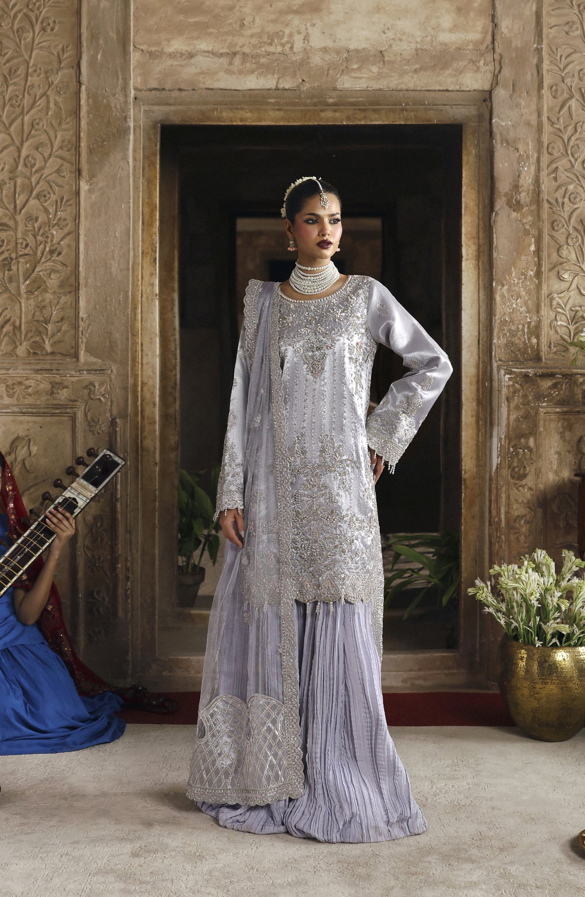 Romansiyyah by Emaan Adeel Luxury Embroidered Mesoury Unstitched 3 Piece Suit - AABROO - ED25RMN - Purple - Formals Collection