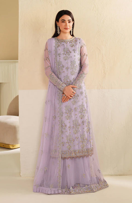 Roohi by Zarif Embroidered Net Unstitched 3 Piece Suit - ZRF-RFE-04 Sirha - ZRF25ROH - Purple - Formals Collection