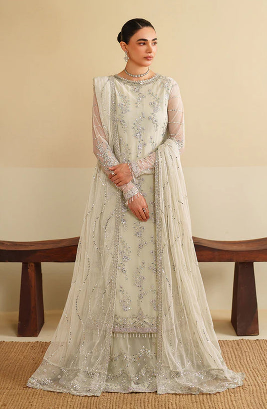 Roohi by Zarif Embroidered Net Unstitched 3 Piece Suit - ZRF-RFE-02 Leemah - ZRF25ROH - White - Formals Collection