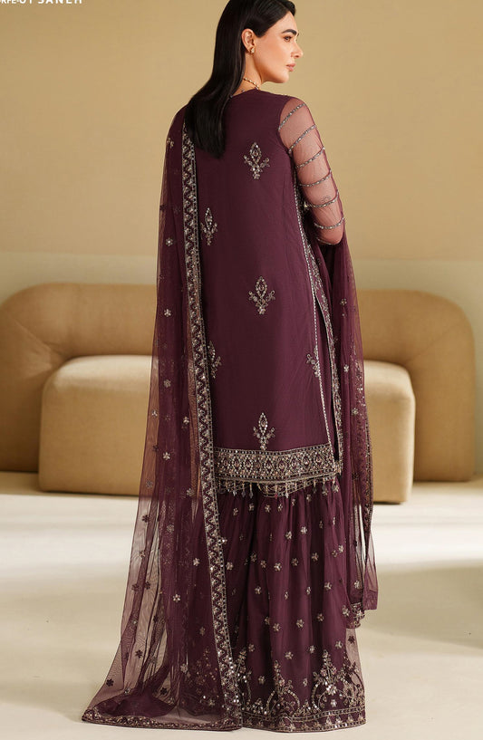 Roohi by Zarif Embroidered Net Unstitched 3 Piece Suit - ZRF-RFE-01 Saneh - ZRF25ROH - Purple - Formals Collection