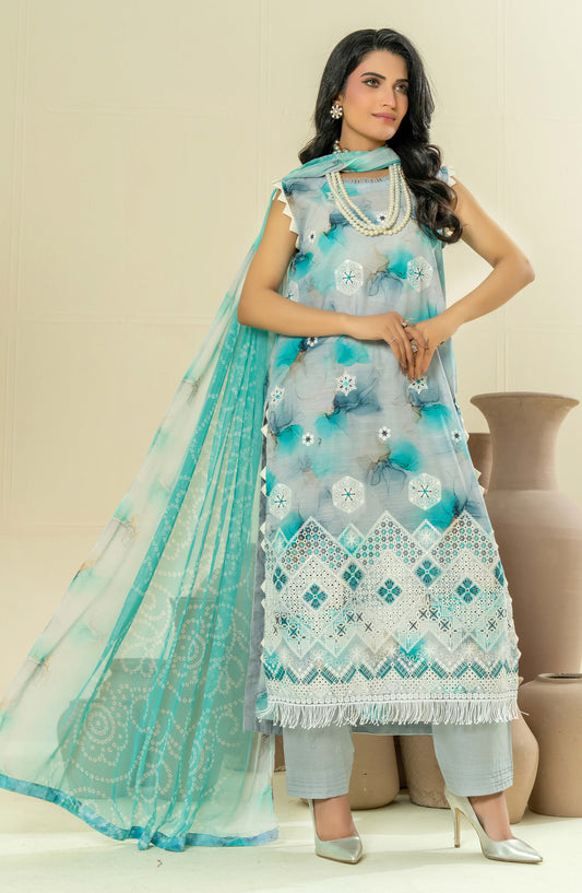 Roop Rangoli by Aalaya Embroidered Lawn Unstitched 3 Piece Suit - D-08 - ALY26RPR - Ferozi - Summer Collection