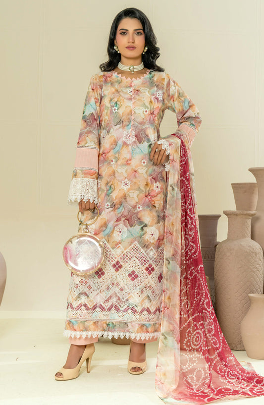 Roop Rangoli by Aalaya Embroidered Lawn Unstitched 3 Piece Suit - D-07 - ALY26RPR - Peach - Summer Collection