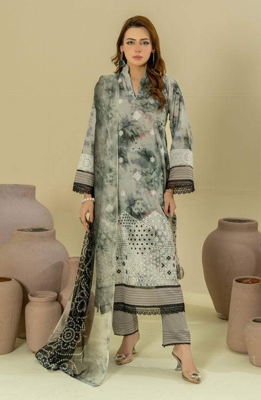 Roop Rangoli by Aalaya Embroidered Lawn Unstitched 3 Piece Suit - D-03 - ALY26RPR - Grey - Summer Collection