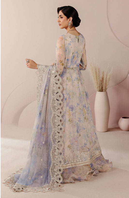 Roselle by Zarif Embroidered Chiffon Unstitched 3 Piece Suit - 01 Haven - ZRF26RS - Light Blue - Formals Collection