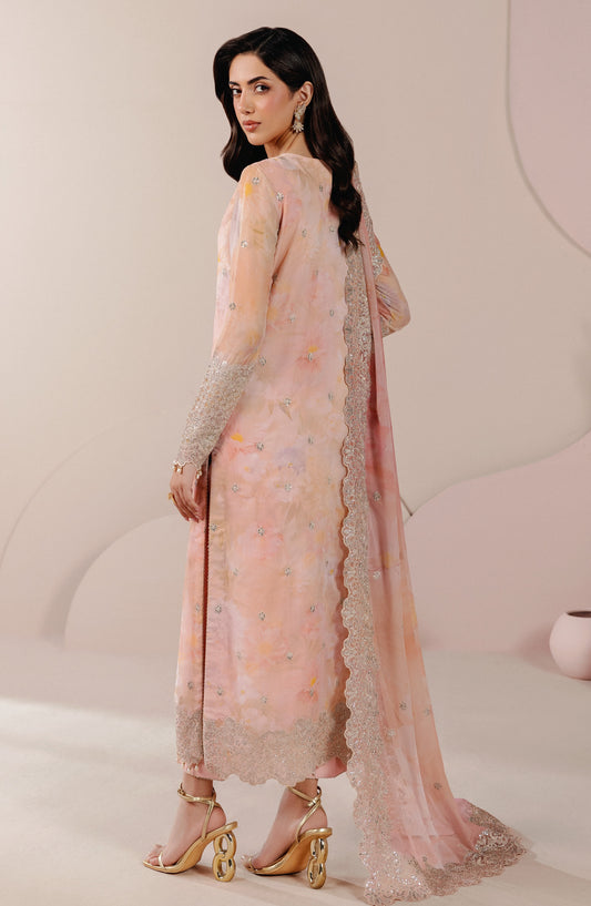 Roselle by Zarif Embroidered Chiffon Unstitched 3 Piece Suit - 02 Flore - ZRF26RS - Peach - Formals Collection