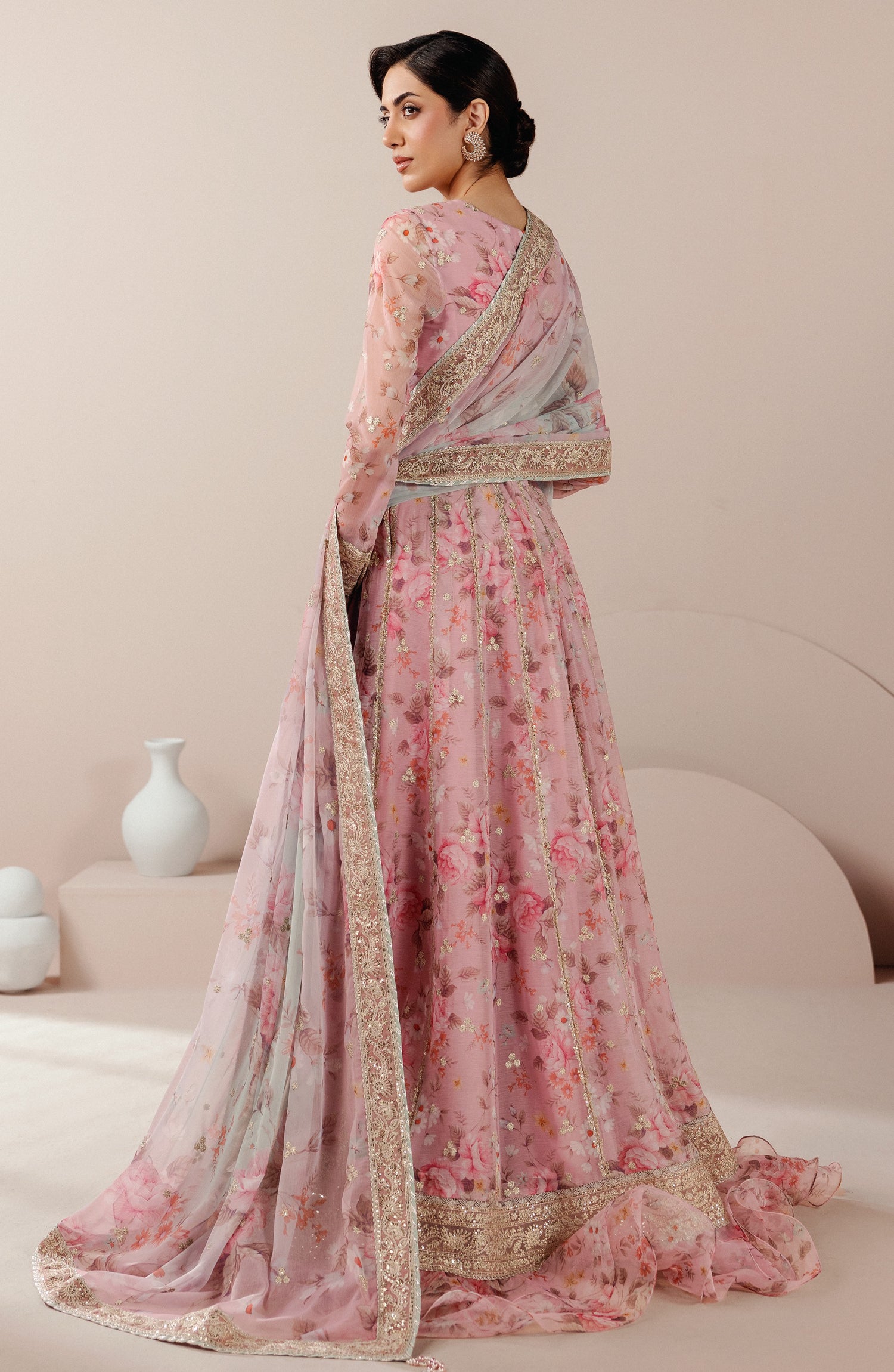 Roselle by Zarif Embroidered Chiffon Unstitched 3 Piece Suit - 04 Reverie - ZRF26RS - Pink - Formals Collection