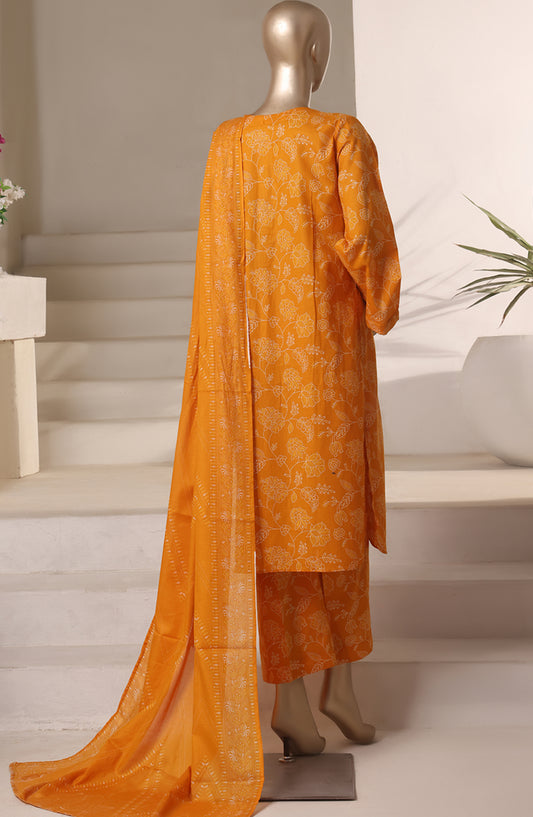 Rozaana Prints by HZ Textile Printed Cambric Stitched 3 Piece Suit - CAP-3P-809 Mustard Dots - HZ25RZN - Casual Collection