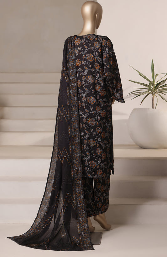 Rozaana Prints by HZ Textile Printed Cambric Stitched 3 Piece Suit - CAP-3P-810 Black Line Ant - HZ25RZN - Casual Collection