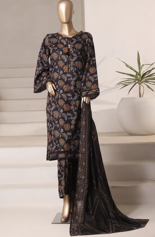 Rozaana Prints by HZ Textile Printed Cambric Stitched 3 Piece Suit - CAP-3P-810 Black Line Ant - HZ25RZN - Casual Collection