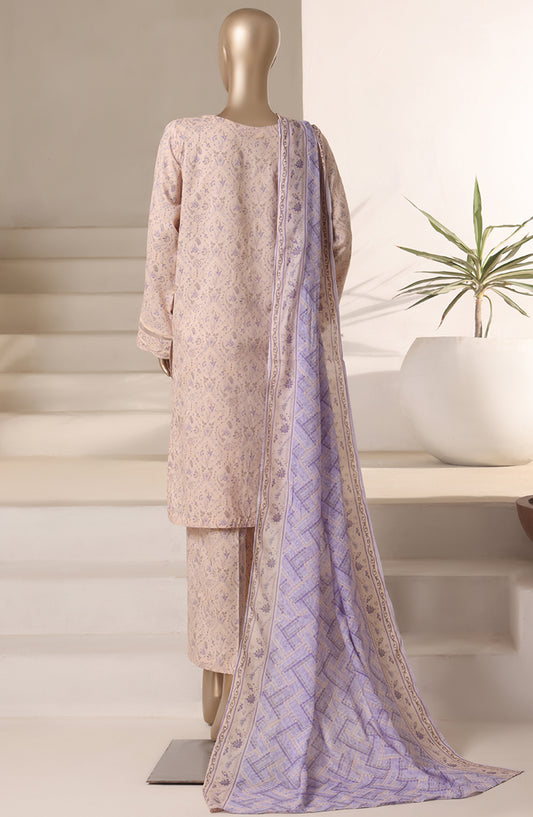 Rozaana Prints by HZ Textile Printed Cambric Stitched 3 Piece Suit - CAP-3P-808 Crunch Beige - HZ25RZN - Casual Collection