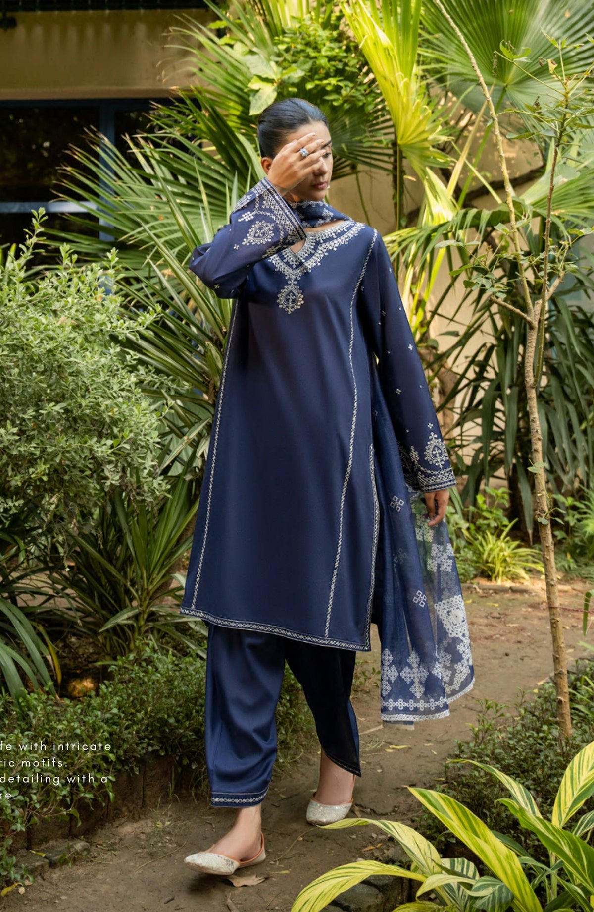 Rua by Casual Lite Embroidered Premium Linen Stitched 3 Piece Suit - D-06 Indigo Echo - CL25RU - Blue - Winter Collection