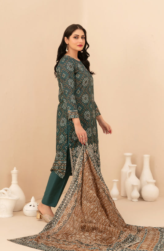 Rumeha by Tawakkal Fabrics Embroidered Lawn Unstitched 3 Piece Suit - D-5039 - TF26RUM - Green - Summer Collection