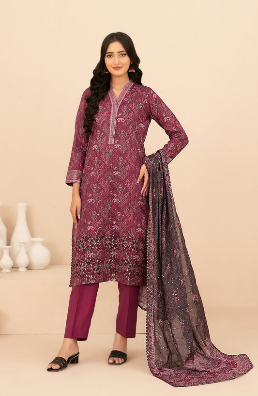 Rumeha by Tawakkal Fabrics Embroidered Lawn Unstitched 3 Piece Suit - D-5031 - TF26RUM - Purple - Summer Collection