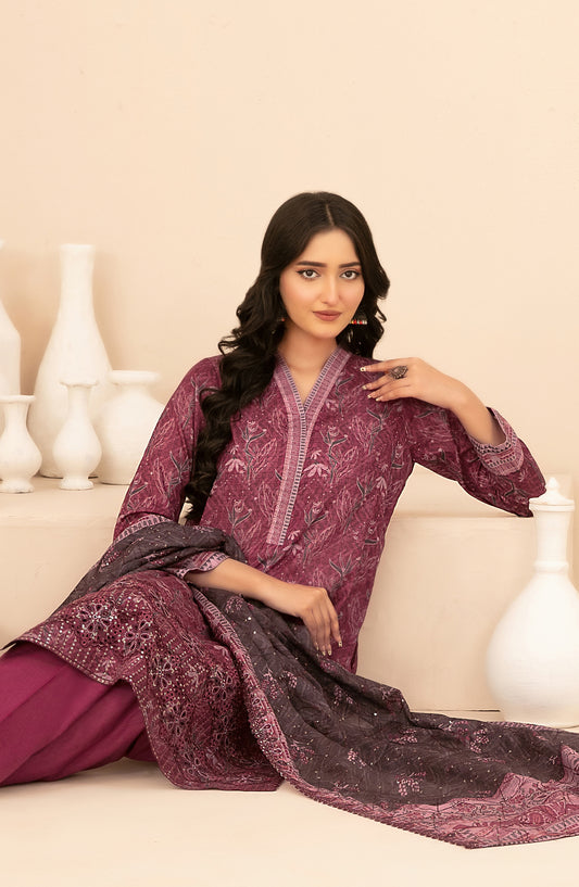 Rumeha by Tawakkal Fabrics Embroidered Lawn Unstitched 3 Piece Suit - D-5031 - TF26RUM - Purple - Summer Collection