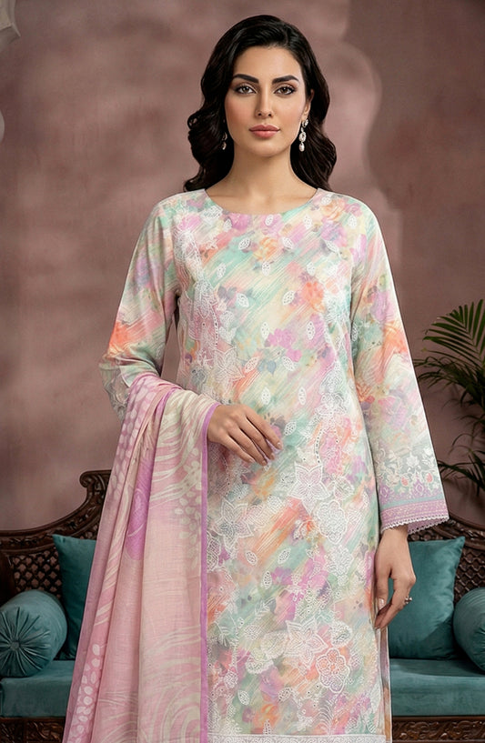 Rupas by Riaz Arts Embroidered Lawn Unstitched 3 Piece Suit - D-05 - RA26RUP - Pink - Summer Collection