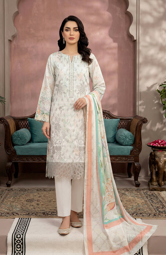 Rupas by Riaz Arts Embroidered Lawn Unstitched 3 Piece Suit - D-04 - RA26RUP - Off White - Summer Collection