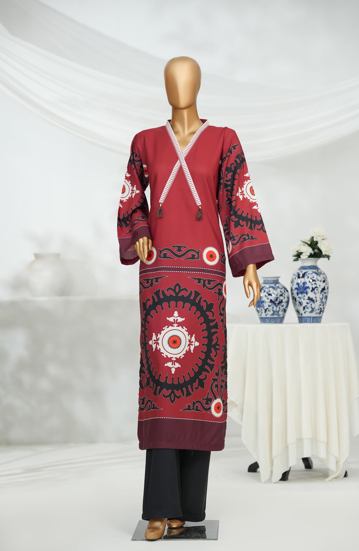 Ryhthm by Amna Khadija Digital Printed Poly Swiss Cambric Stitched 2 Piece Suit - AKR-01 - AM25RTHM - Brown - Summer Collection