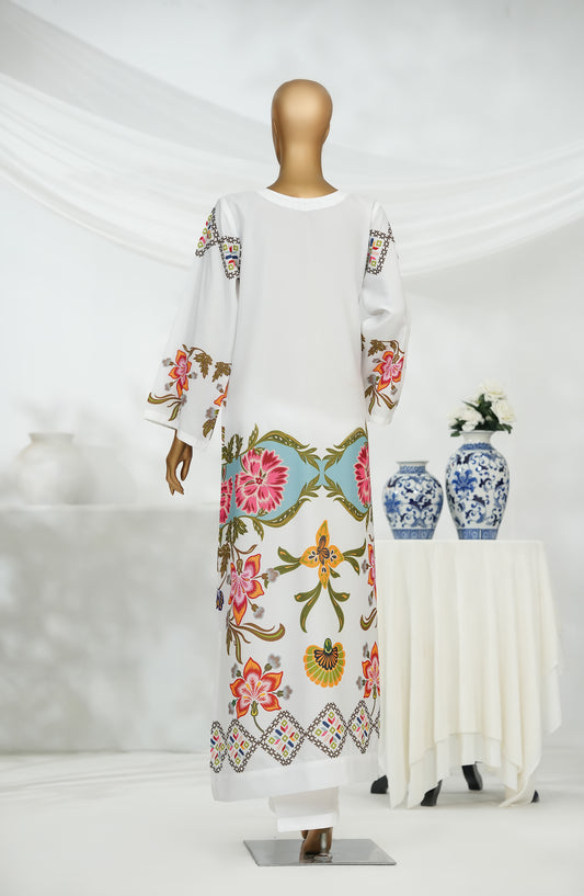 Ryhthm by Amna Khadija Digital Printed Poly Swiss Cambric Stitched 2 Piece Suit - AKR-01 - AM25RTHM - White - Summer Collection