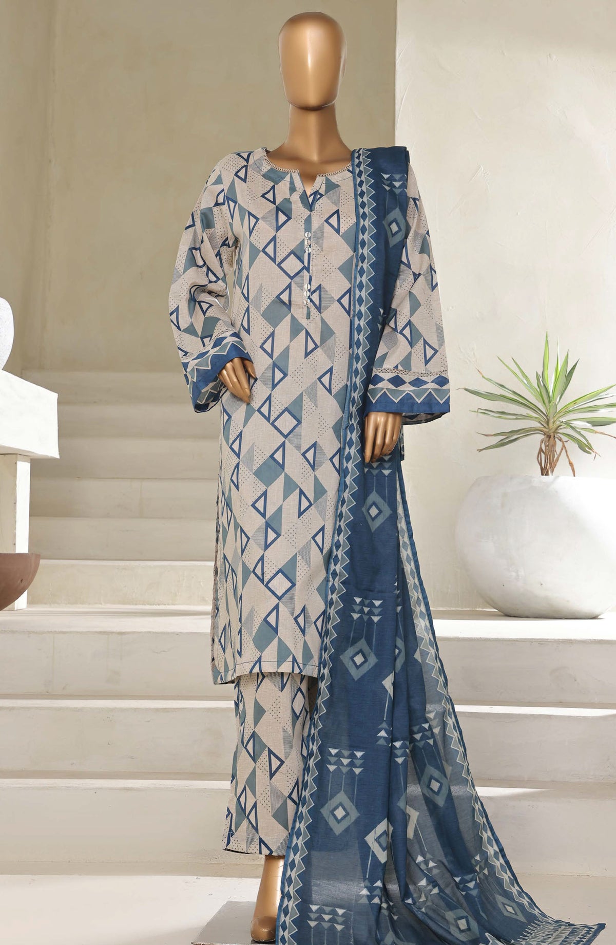 Sadabahar Printed Lawn Pret 3 Piece Suit - SBD25PLV5 - Design-05 - Grey - Summer Collection