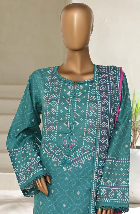 Sadabahar Printed Lawn Pret 3 Piece Suit - SBD25PLV5 - Design-06 - Green - Summer Collection