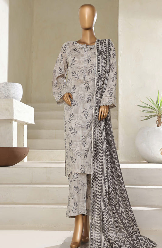 Sadabahar Printed Lawn Pret 3 Piece Suit - SBD25PLV5 - Design-07 - Grey - Summer Collection