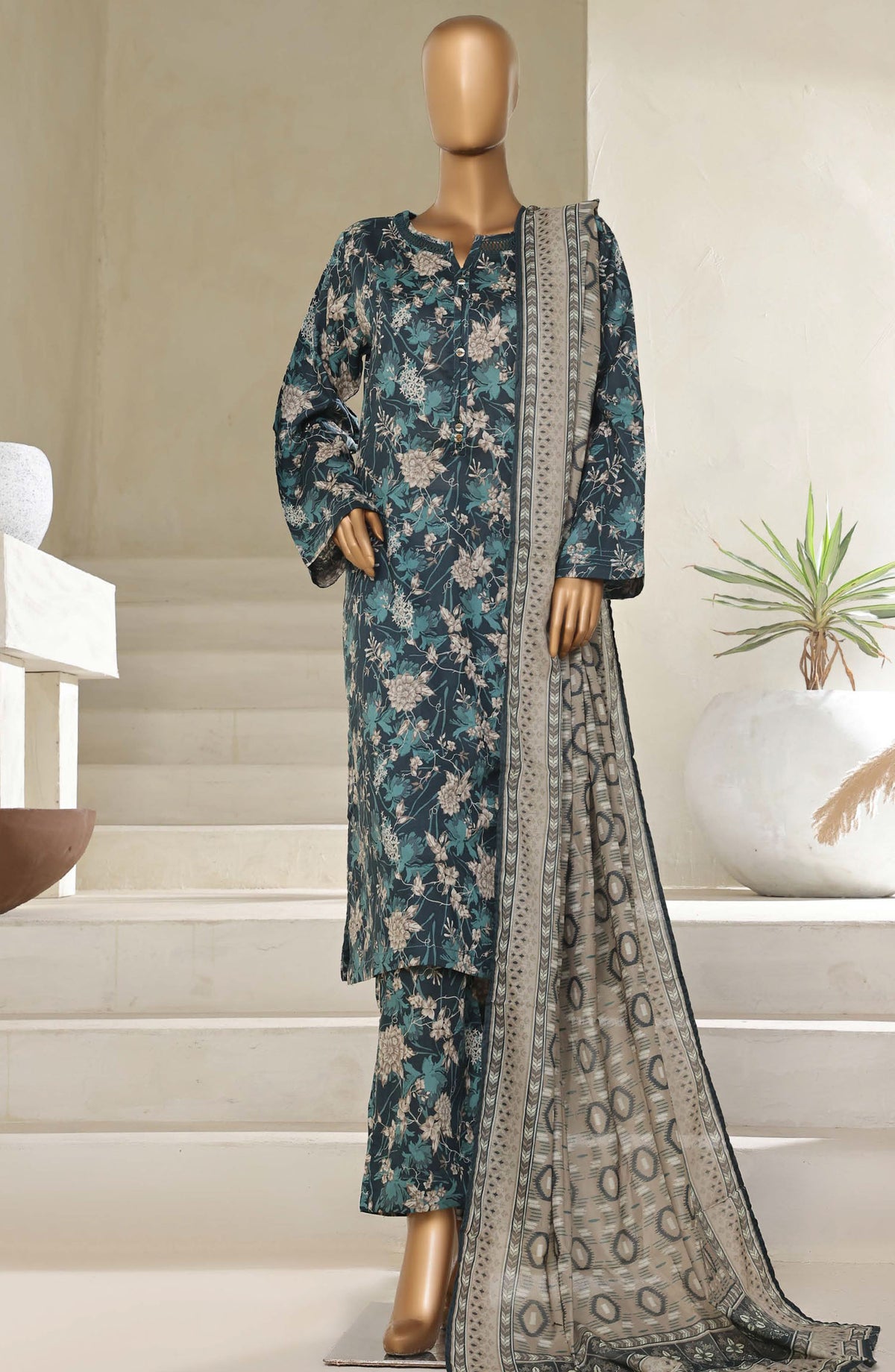 Sadabahar Printed Lawn Pret 3 Piece Suit - SBD25PLV5 - Design-08 - Blue - Summer Collection