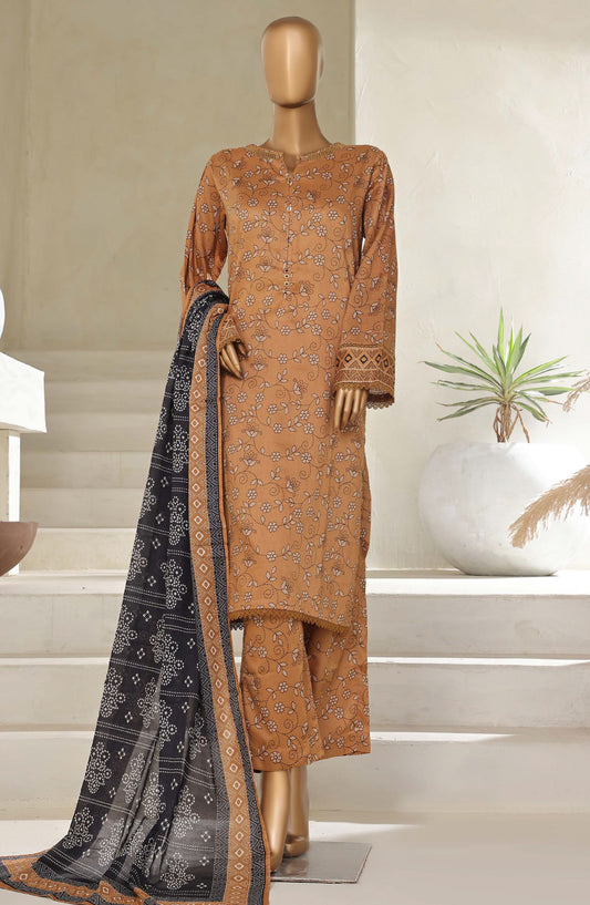 Sadabahar Printed Lawn Pret 3 Piece Suit - SBD25PLV5 - Design-09 - Brown - Summer Collection