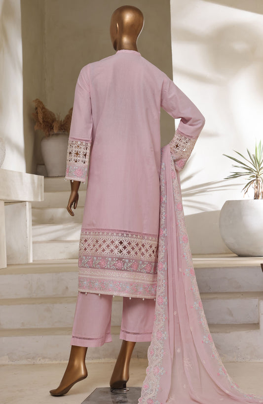 Sadabahar Embroidered Lawn Stitched 3 Piece Suit - D-01 - SBD25LESCV7 - Pink - Summer Collection