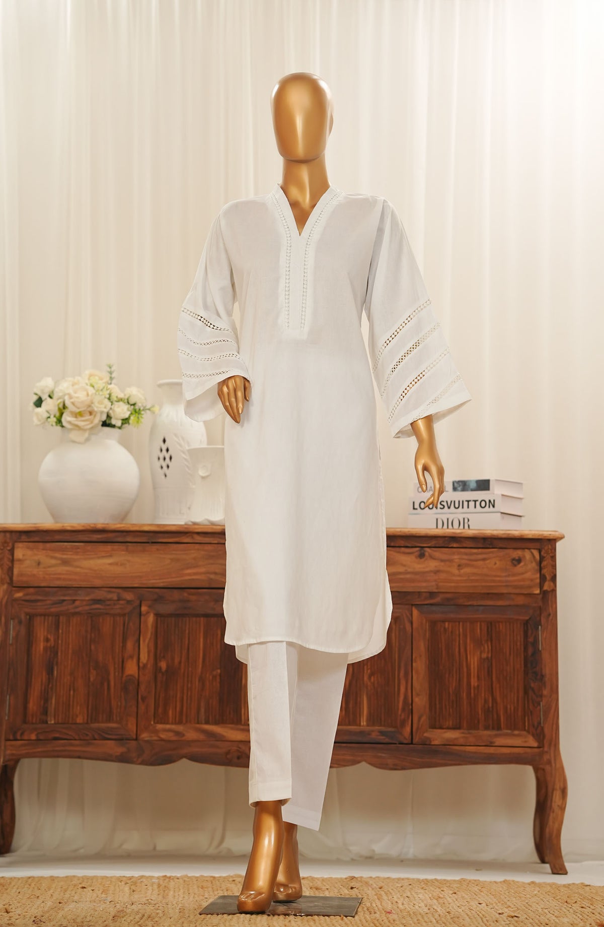 SOHO by Amna Khadija Textured Dobby Cotton Pret 2 Piece Suit - AM25SOH - SRTW-04 - White - Summer Collection