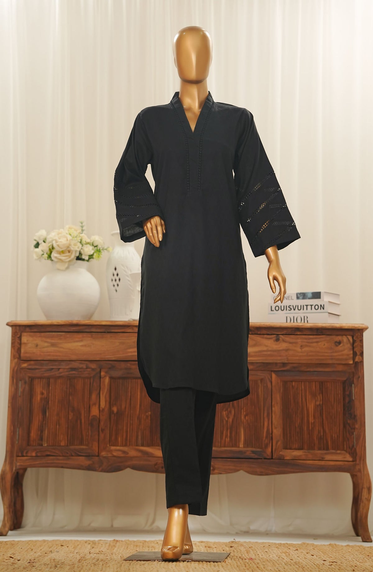 SOHO by Amna Khadija Textured Dobby Cotton Pret 2 Piece Suit - AM25SOH - SRTW-02 - Black - Summer Collection