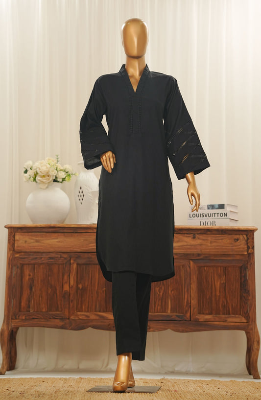 SOHO by Amna Khadija Textured Dobby Cotton Pret 2 Piece Suit - AM25SOH - SRTW-02 - Black - Summer Collection