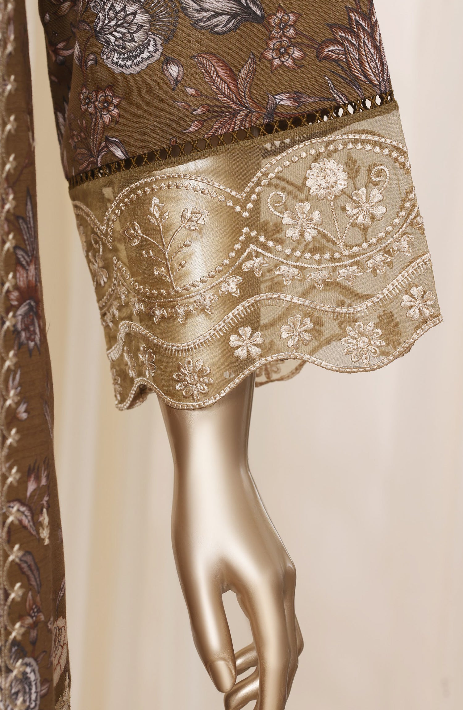Sadabahar Embroidered Khaddar Stitched 3 Piece Suit - D-02 - SBD26LMT - Brown - Winter Collection