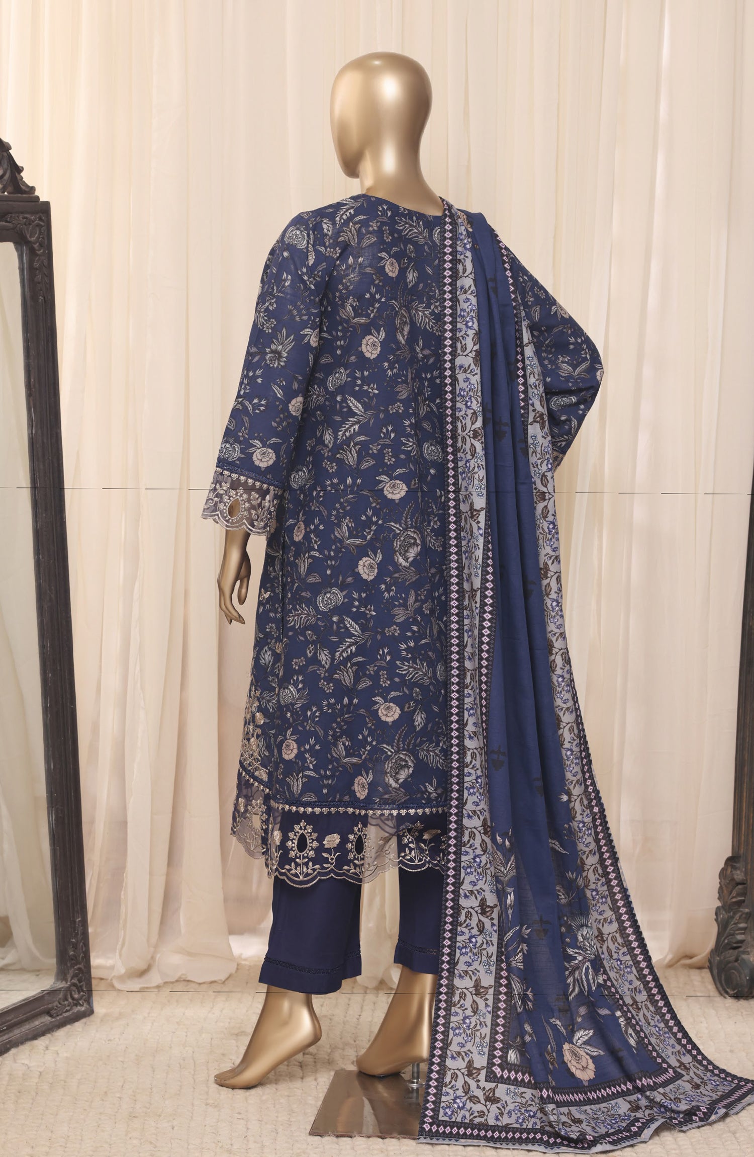 Sadabahar Embroidered Khaddar Stitched 3 Piece Suit - D-03 - SBD26LMT - Blue - Winter Collection