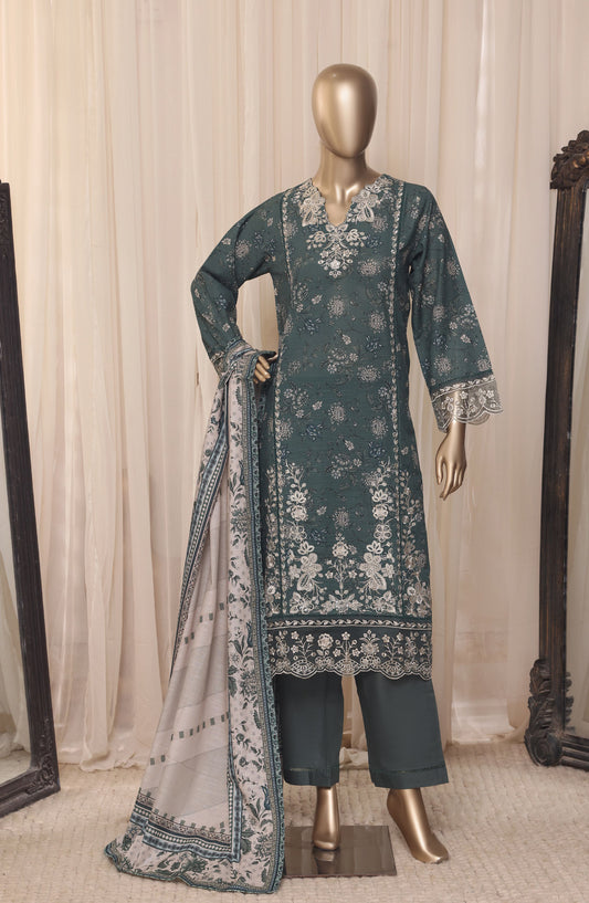 Sadabahar Embroidered Khaddar Stitched 3 Piece Suit - D-04 - SBD26LMT - Green - Winter Collection